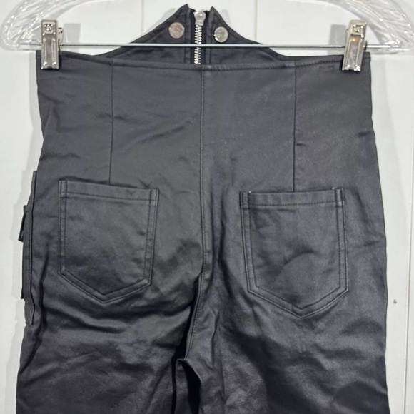 Akira Womens Black Moto Faux Leather Pants Hight Waist Sz Large Zip Front - Picture 6 of 11